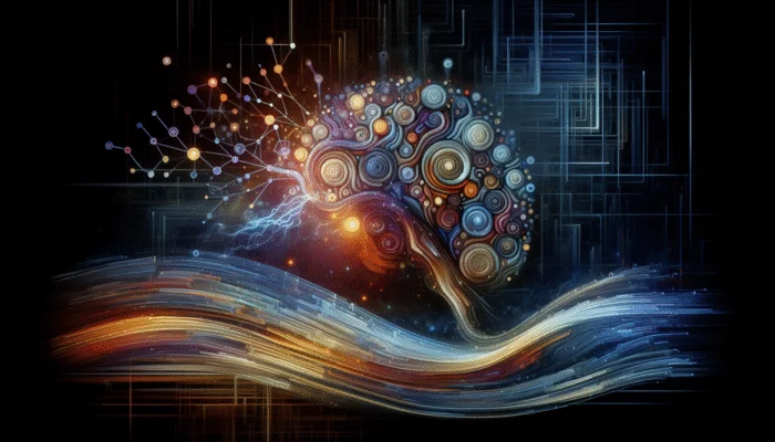 Create Content for AI-Powered Q&A Platforms: Abstract digital art showing neural networks and data streams, symbolising NLP and ML in AI Q&A systems.