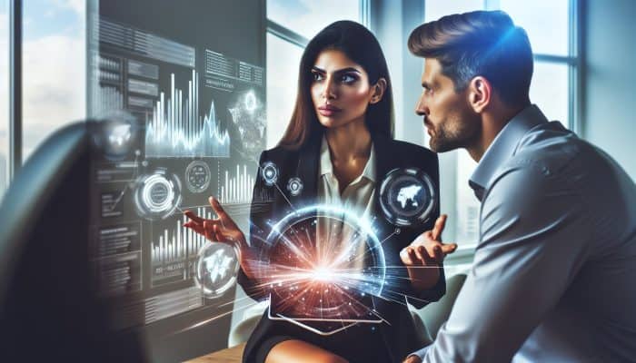 How to Choose a Debt Consolidation Lender: UK Guide | DCL Person negotiating loan terms with lender in office, using market data and charts.