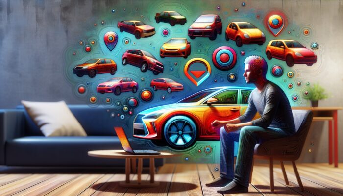 Individual comparing car rental options on a laptop at home, highlighting convenience and variety.