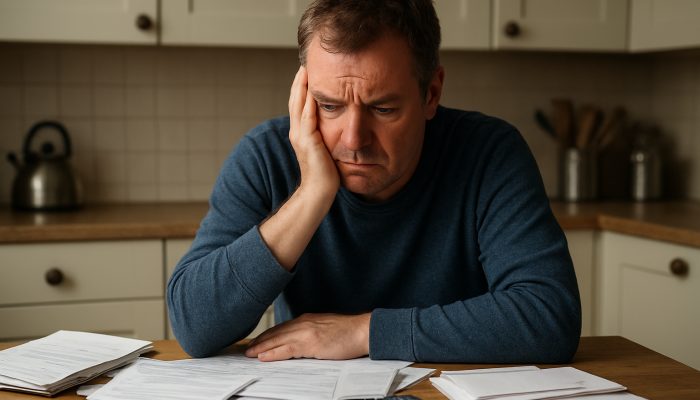 Signs Support Is Harming Your Finances: Identify The Risks | DCL Worried British resident at cluttered table surrounded by council tax bills and support letters