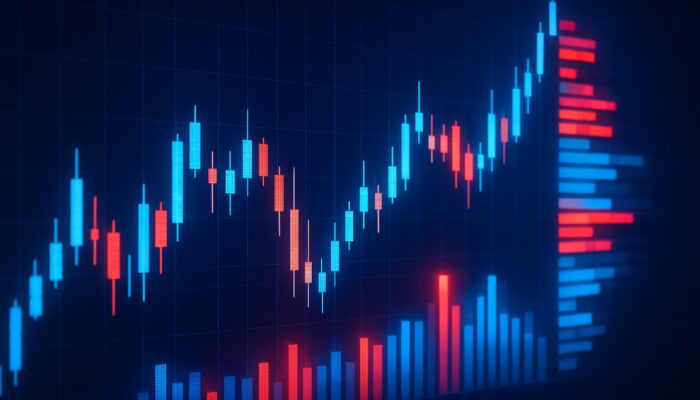 Volume at Price VAP chart featuring vibrant volume bars over candlestick patterns